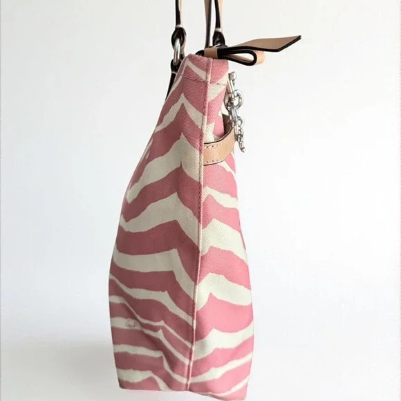 Y2k Coach Pink & Cream Zebra Tote Shoulder Bag Glam‎ Girly Preppy - Picture 5 of 9